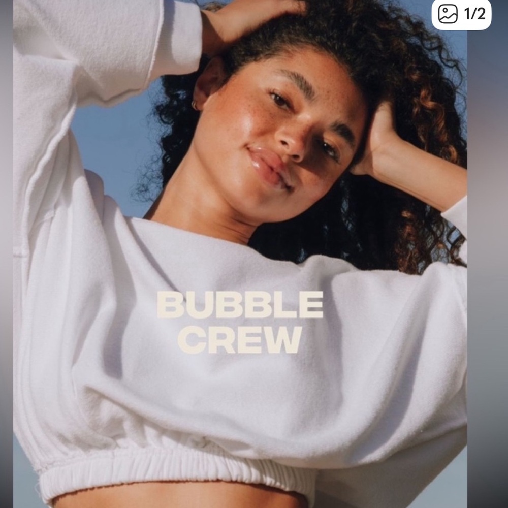 Daily Drills White Cropped Bubble Sweatshirt